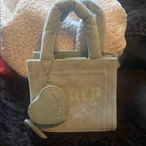 Juicy Couture Green Velvet Tote Bag